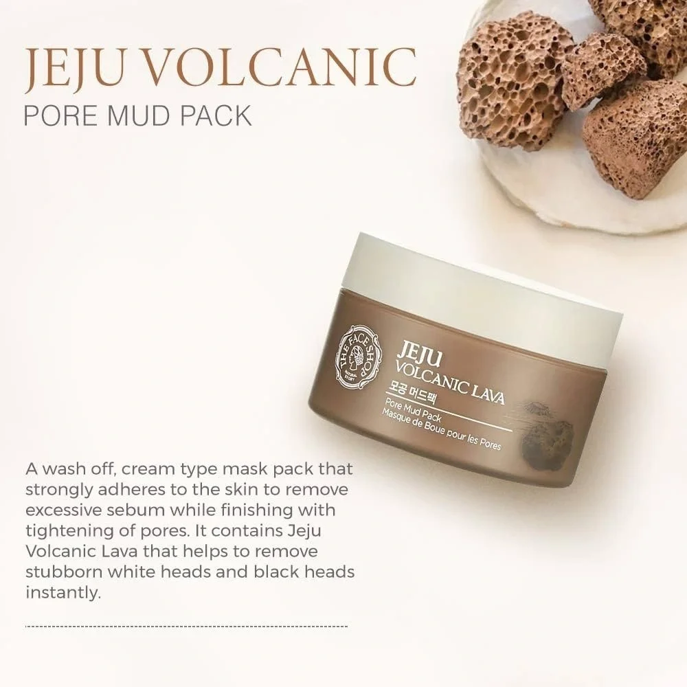 NEW The Face Shop Jeju Volcanic Lava zero Pore Mud Pack blackheads acne natural